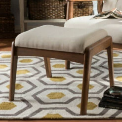 Coupon 🎉 Carson Carrington Forssa Mid-century Walnut Upholstered Ottoman Beige ✔️ -Carson Carrington Sales unnamed file 310