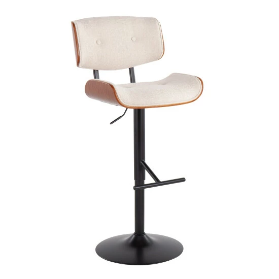 Flash Sale 🥰 Carson Carrington Leksand Mid-Century Modern Adjustable Bar Stool With Walnut Wood Accents Grey Noise Fabric 😍 6 Flash Sale 🥰 Carson Carrington Leksand Mid-Century Modern Adjustable Bar Stool With Walnut Wood Accents Grey Noise Fabric 😍 - Image 4
