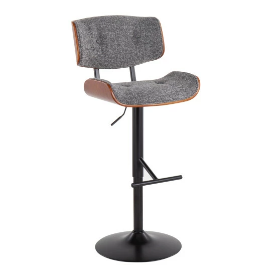 Flash Sale 🥰 Carson Carrington Leksand Mid-Century Modern Adjustable Bar Stool With Walnut Wood Accents Grey Noise Fabric 😍 7 Flash Sale 🥰 Carson Carrington Leksand Mid-Century Modern Adjustable Bar Stool With Walnut Wood Accents Grey Noise Fabric 😍 - Image 5