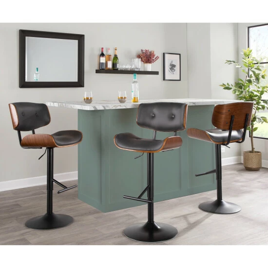 Flash Sale 🥰 Carson Carrington Leksand Mid-Century Modern Adjustable Bar Stool With Walnut Wood Accents Grey Noise Fabric 😍 9 Flash Sale 🥰 Carson Carrington Leksand Mid-Century Modern Adjustable Bar Stool With Walnut Wood Accents Grey Noise Fabric 😍 - Image 7