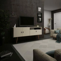 Coupon ⌛ Carson Carrington Ladnivaara Solid Wood Leg TV Stand Terra Orange ✨