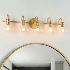 Best Pirce ✨ Carson Carrington Gold 5-Light Bathroom Vanity Lights Powder Room Glass Wall Sconces 🛒