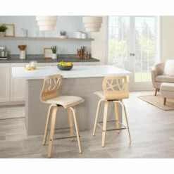 Coupon 🔥 Carson Carrington Sala Counter Stool With Chrome Footrest (Set Of 2) Cream Faux Leather/zebra Wood 👍