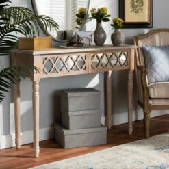 Best Pirce 🎉 Carson Carrington Dagarn Rustic French Country Quatrefoil Console Table 👍