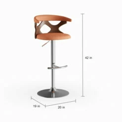 Cheapest 🥰 Carson Carrington Viby Walnut Wood Mid Century Modern Adjustable Bar Stool Orange 💯 -Carson Carrington Sales unnamed file 3599