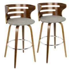 Brand new 🥰 Carson Carrington Cranagh Mid-century Modern Upholstered Bar Stools (Set Of 2) - N/A Grey Fabric 🌟