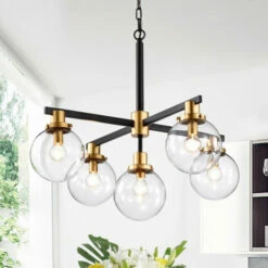 Best Pirce ✨ Carson Carrington McKinnon 5-light Matte Black/Gold Chandelier ⭐