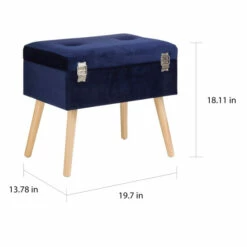 New ⌛ Carson Carrington Kammarbo Velvet Upholstered Storage Stool Navy Blue ✨ -Carson Carrington Sales unnamed file 377