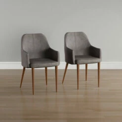 Best Sale 🌟 Carson Carrington Pori Mid-century Fabric Dining Chair (Set Of 2) Grey 🔔