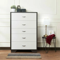 Cheapest 💯 Carson Carrington Hobro White/Espresso 5-drawer Chest 👏 -Carson Carrington Sales unnamed file 3860