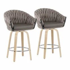 Best reviews of 🎉 Carson Carrington Braided Matisse Fixed-Height Counter Stool With Wood Legs (Set Of 2) Grey Fabric/grey Faux Leather/zebra Wood 🌟