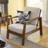 Flash Sale ⌛ Carson Carrington Horuphav Wood/Barley Fabric Arm Chair Tan Linen 🔔