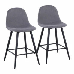 Coupon 🧨 Carson Carrington Stone Counter Stool - Set Of 2 Black Metal/charcoal Fabric 😀 -Carson Carrington Sales unnamed file 4052