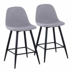 Coupon 🧨 Carson Carrington Stone Counter Stool - Set Of 2 Black Metal/charcoal Fabric 😀 -Carson Carrington Sales unnamed file 4053