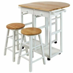 Buy ❤️ Carson Carrington Dalur Drop Leaf Rolling Kitchen Cart With Stools White 🔔 -Carson Carrington Sales unnamed file 4076