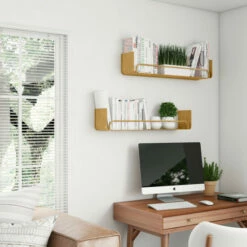 Best reviews of 🥰 Carson Carrington Lacktorp Modern Wall Shelf (Set Of 2) Antique Brass 😉 -Carson Carrington Sales unnamed file 408