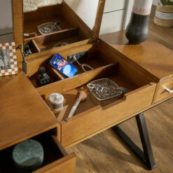 Best Sale 🎁 Carson Carrington Flip Mirror Vanity Set With Stool And Power Strip Grey 👏 -Carson Carrington Sales unnamed file 4098