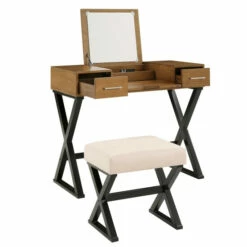 Best Sale 🎁 Carson Carrington Flip Mirror Vanity Set With Stool And Power Strip Grey 👏 -Carson Carrington Sales unnamed file 4099