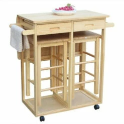 Coupon 🔔 Carson Carrington Dalur 3-piece Foldable Rolling Wooden Kitchen Cart Yellow ⌛ -Carson Carrington Sales unnamed file 4103