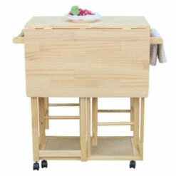 Coupon 🔔 Carson Carrington Dalur 3-piece Foldable Rolling Wooden Kitchen Cart Yellow ⌛ -Carson Carrington Sales unnamed file 4104