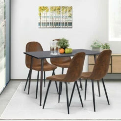 Discount ⌛ Carson Carrington Mid-Century Modern Faux Suede Dining Chair (Set Of 4) 🎉