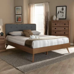 Top 10 🔥 Carson Carrington Ulas Mid-century Fabric Platform Bed Gray 👍