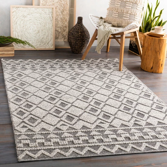 New ❤️ Carson Carrington Ivarsbjorke Handmade Farmhouse Wool Area Rug Black 😍 3 New ❤️ Carson Carrington Ivarsbjorke Handmade Farmhouse Wool Area Rug Black 😍