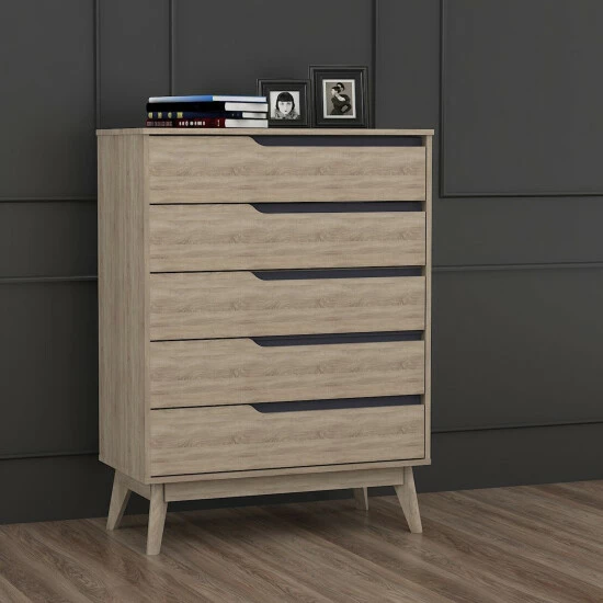 Buy ๐ Carson Carrington Eskilstuna Mid-century Oak And Grey Wood 5-drawer Chest ๐ 3 Buy ๐ Carson Carrington Eskilstuna Mid-century Oak And Grey Wood 5-drawer Chest ๐