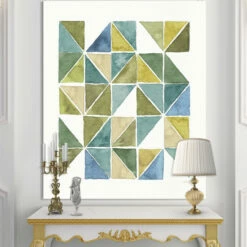 New 🥰 Carson Carrington 'Geometric Green Triangle I' Modern & Transitional Canvas Artwork Print 👏