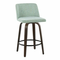 Best Pirce 🎉 Carson Carrington Vallberga 26" Counter Stool With Walnut-Glazed Wood Base (Set Of 2) Light Green Fabric/round Black Footrest 🔥 -Carson Carrington Sales unnamed file 4584