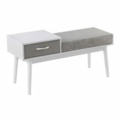 Budget 🌟 Carson Carrington Phoebe Upholstered Bench With Pull-Out Drawer Natural Wood & Grey Fabric ⌛ -Carson Carrington Sales unnamed file 4611