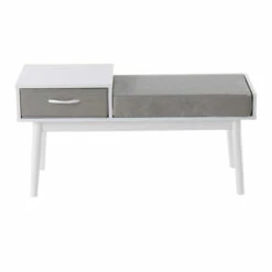 Budget 🌟 Carson Carrington Phoebe Upholstered Bench With Pull-Out Drawer Natural Wood & Grey Fabric ⌛ -Carson Carrington Sales unnamed file 4613