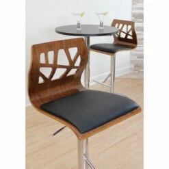 Budget 🎉 Carson Carrington Sala Mid-Century Modern Walnut Wood Adjustable Barstool - N/A Black Faux Leather 😀 -Carson Carrington Sales unnamed file 4820