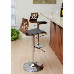 Budget 🎉 Carson Carrington Sala Mid-Century Modern Walnut Wood Adjustable Barstool - N/A Black Faux Leather 😀 -Carson Carrington Sales unnamed file 4822