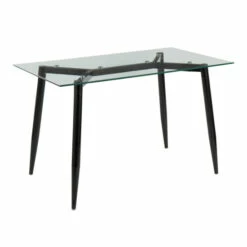 Buy 🥰 Carson Carrington Barton Table Black Metal/clear Glass 🧨