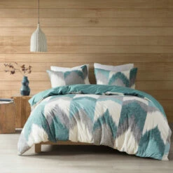 Outlet ⌛ Carson Carrington Kallaste Aqua Cotton Printed Comforter 3-piece Set 😍