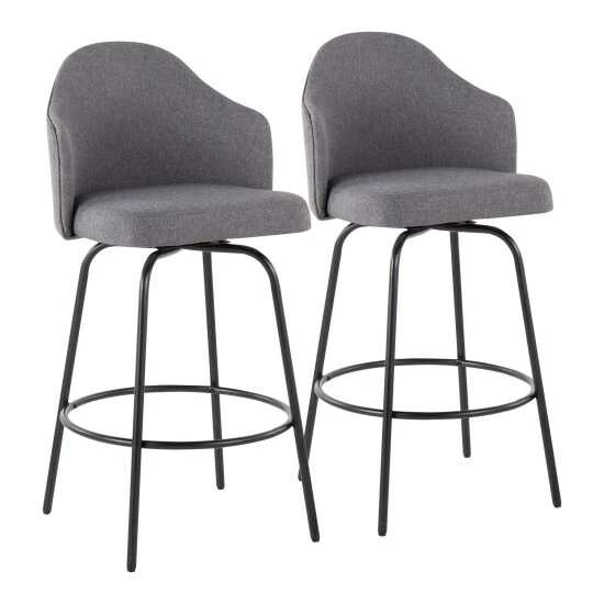 Coupon ๐ Carson Carrington Valsatra Upholstered Fixed-Height Counter Stool With Black Metal Base - Set Of 2 Charcoal Fabric ๐ 4 Coupon ๐ Carson Carrington Valsatra Upholstered Fixed-Height Counter Stool With Black Metal Base - Set Of 2 Charcoal Fabric ๐ - Image 2