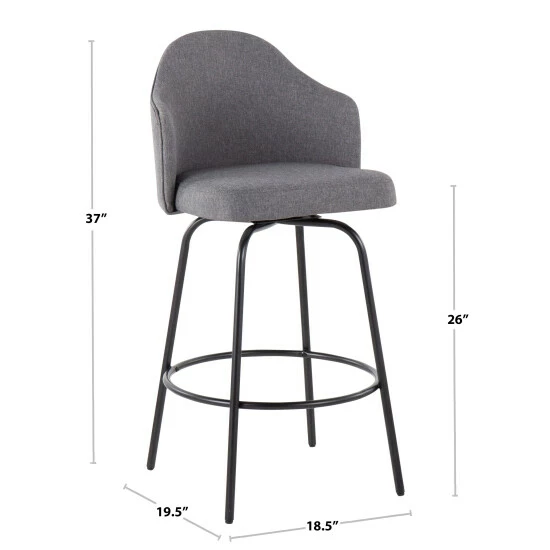 Coupon ๐ Carson Carrington Valsatra Upholstered Fixed-Height Counter Stool With Black Metal Base - Set Of 2 Charcoal Fabric ๐ 9 Coupon ๐ Carson Carrington Valsatra Upholstered Fixed-Height Counter Stool With Black Metal Base - Set Of 2 Charcoal Fabric ๐ - Image 7