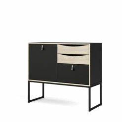 New 🌟 Carson Carrington Stubbe Black Matte And Oak Structure 1-Door Sideboard With 3-Drawers 🎁 -Carson Carrington Sales unnamed file 4961
