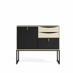 New 🌟 Carson Carrington Stubbe Black Matte And Oak Structure 1-Door Sideboard With 3-Drawers 🎁 -Carson Carrington Sales unnamed file 4964