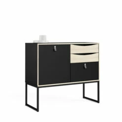 New 🌟 Carson Carrington Stubbe Black Matte And Oak Structure 1-Door Sideboard With 3-Drawers 🎁 -Carson Carrington Sales unnamed file 4965