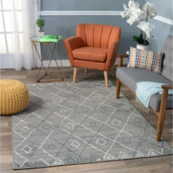 Outlet 🌟 Carson Carrington Uddboo Geometric Trellis Bohemian Modern Area Rug Gray ✨