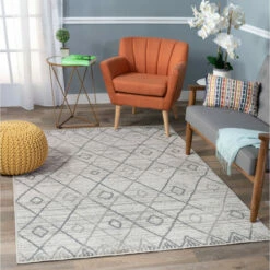 Outlet 🌟 Carson Carrington Uddboo Geometric Trellis Bohemian Modern Area Rug Gray ✨ -Carson Carrington Sales unnamed file 5181