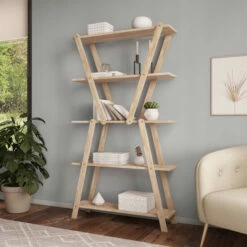 Discount 👏 Carson Carrington Shorewood Hourglass Bookcase White Wash ⌛
