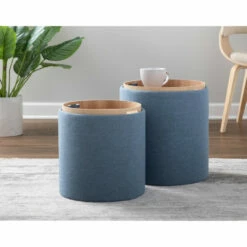 Coupon ✨ Carson Carrington Astrid Tray Top Nesting Ottoman Set Grey 😍