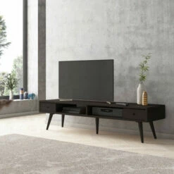 Best deal ✨ Carson Carrington Shorewood Mid Century Modern Wood TV Stand With Drawers Brown 🥰