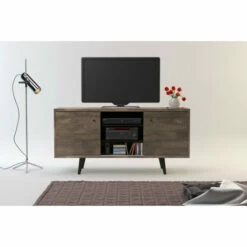 Budget 😉 Carson Carrington Hitra Mid-century 3-shelf TV Stand - 52 Inches Brown ⌛