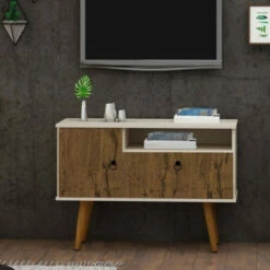 Coupon 🛒 Carson Carrington Batfinnbo Solid Wood Leg TV Stand Off White And Green Mint 😉 -Carson Carrington Sales unnamed file 5498