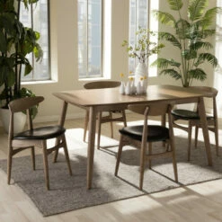Discount 🥰 Carson Carrington Haapajarvi Mid-century Modern 5-piece French Oak Dining Set 😀