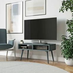 Promo 🥰 Carson Carrington Shorewood Mid Century Modern Wood TV Stand With Shelves Grey Finish ⌛ -Carson Carrington Sales unnamed file 5604